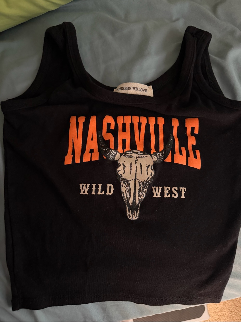 Nashville Wild West Black Tank Top with Skull Graphic